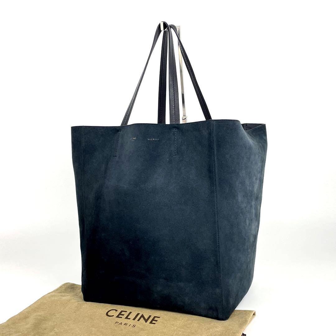 【美品】CELINE セリーヌ トートバッグ ホリゾンタル カバ 肩掛け ワンショルダー 通勤 通学 ファントム レザー スエード 黒 ブラック ＊A4