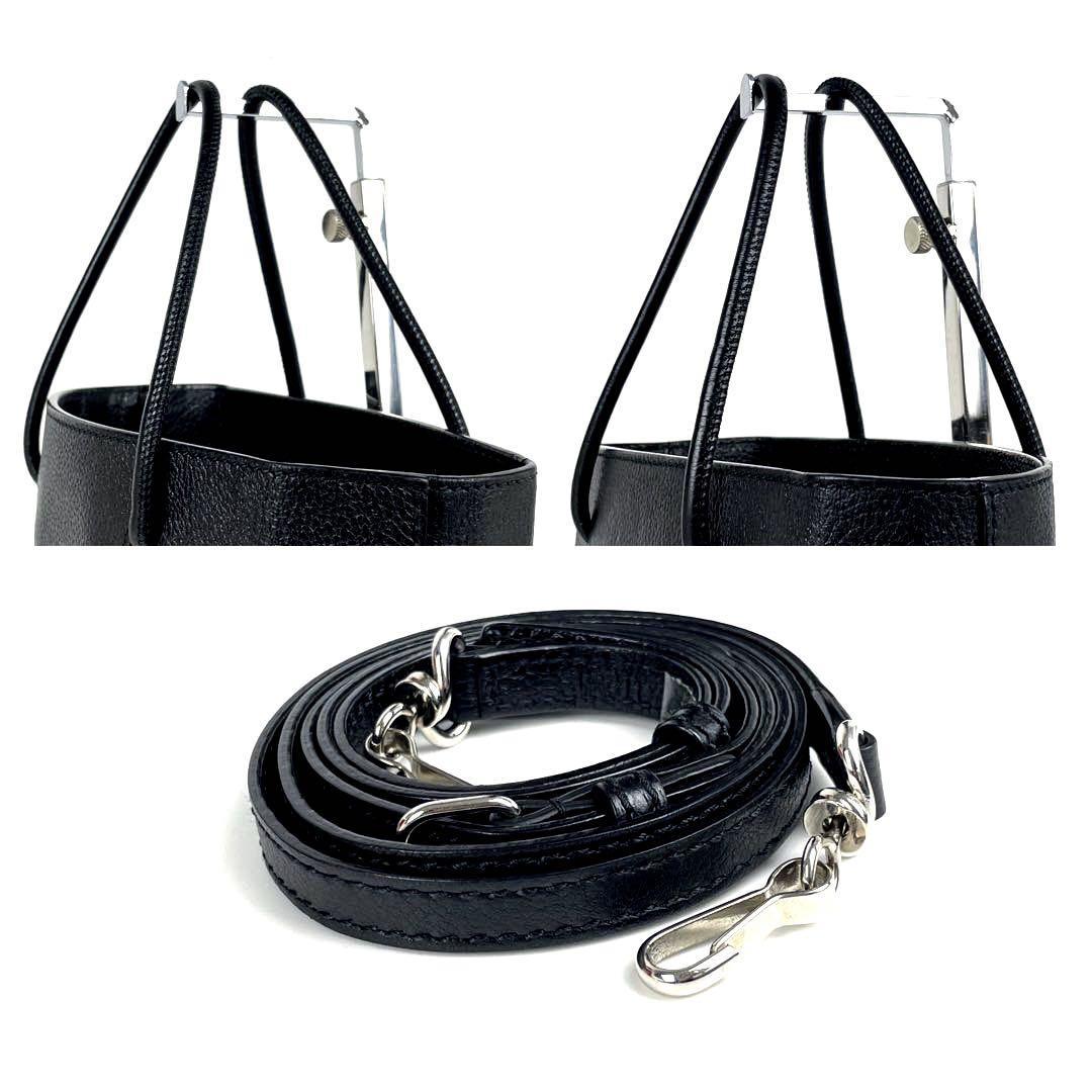 極美品■BALENCIAGA バレンシアガ エブリデイ ショルダーバッグ 2way ハンドバッグ ショッパー ショッピング トートバッグ レザー ブラック