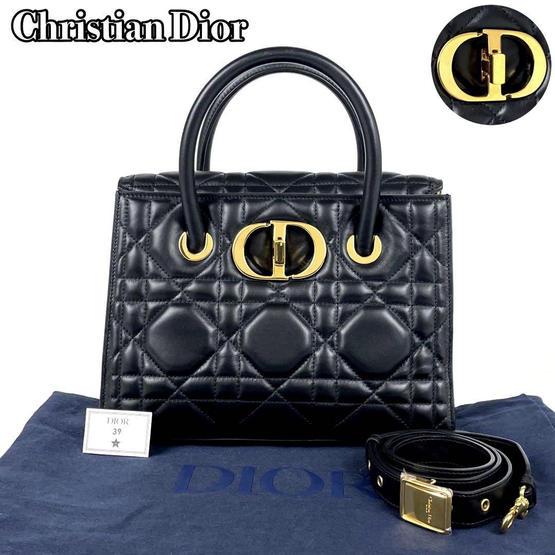 【極美品】Christian Dior ディオール マクロカナージュ ハンドバッグ 2way ショルダーバッグ ターンロック ラムスキン カーフ レザー 黒