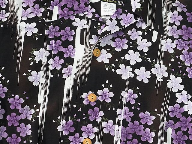 ONIWA SOTO アロハ　色：黒ベース　SIZE:M　総柄　和柄　桜　オニワソト 　アロハシャツ_画像4