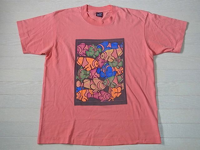 USA製　FRUIT OF THE LOOM　アートTシャツ　80s フルーツオブザルーム Tシャツ　ポップアート　フィッシング　OLD　ヴィンテージ_画像1