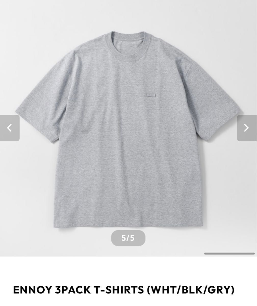 ENNOY エンノイ 3PACK T-SHIRTS (WHT/BLK/GRY) パックTシャツ 新品未使用 半袖