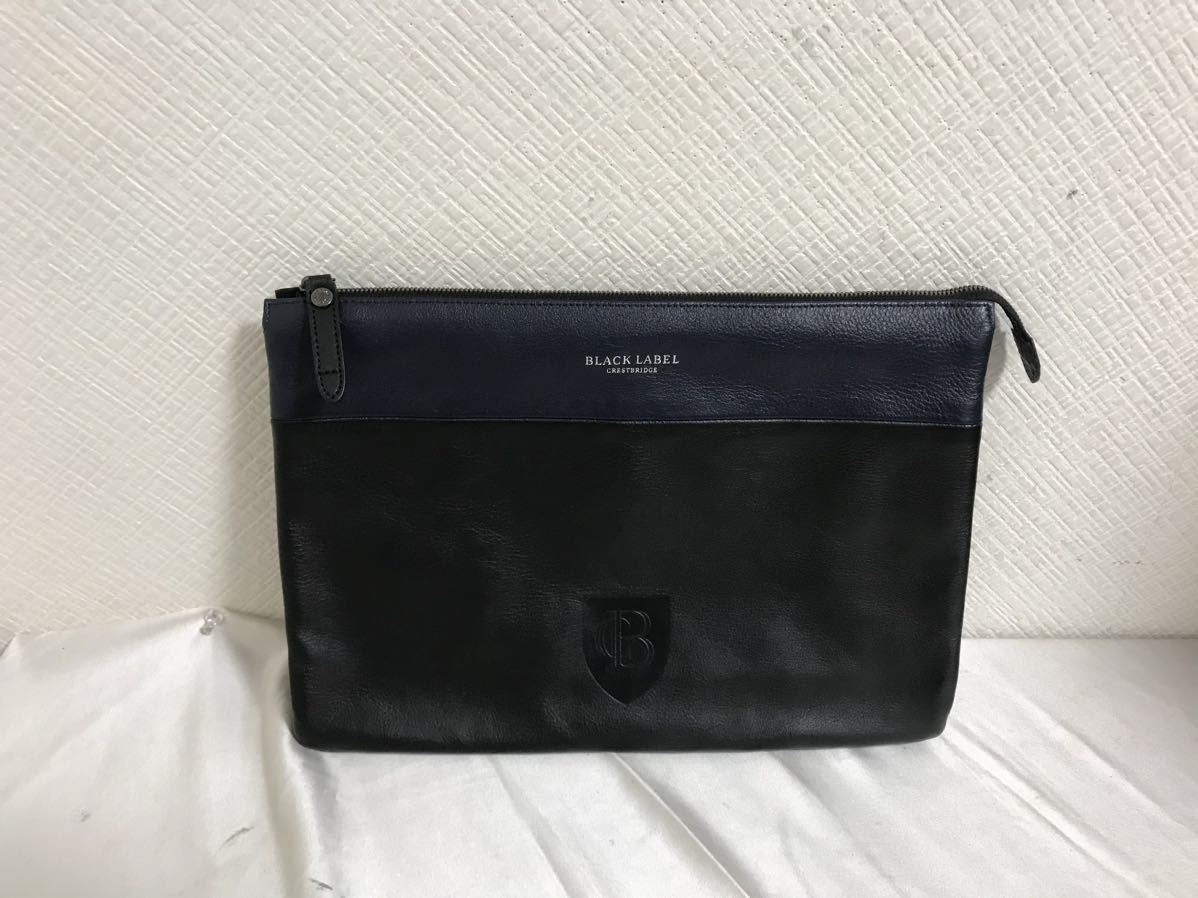  beautiful goods genuine article Black Label k rest Bridge BLACK LABEL original leather hand clutch bag business second bag lady's men's black black 