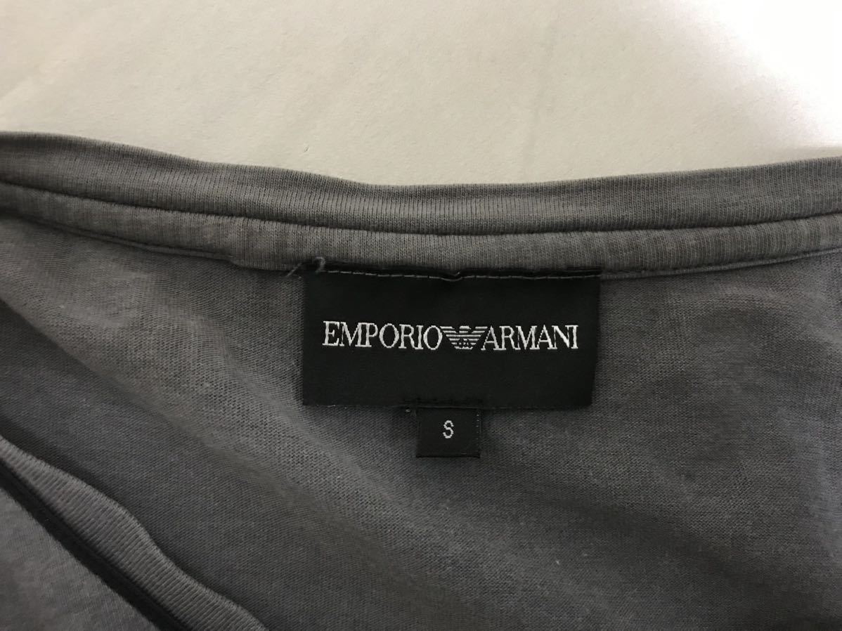 本物エンポリオアルマーニEMPORIO ARMANIコットンレーヨンVネック半袖TシャツメンズアメカジサーフミリタリービジネススーツグレーS