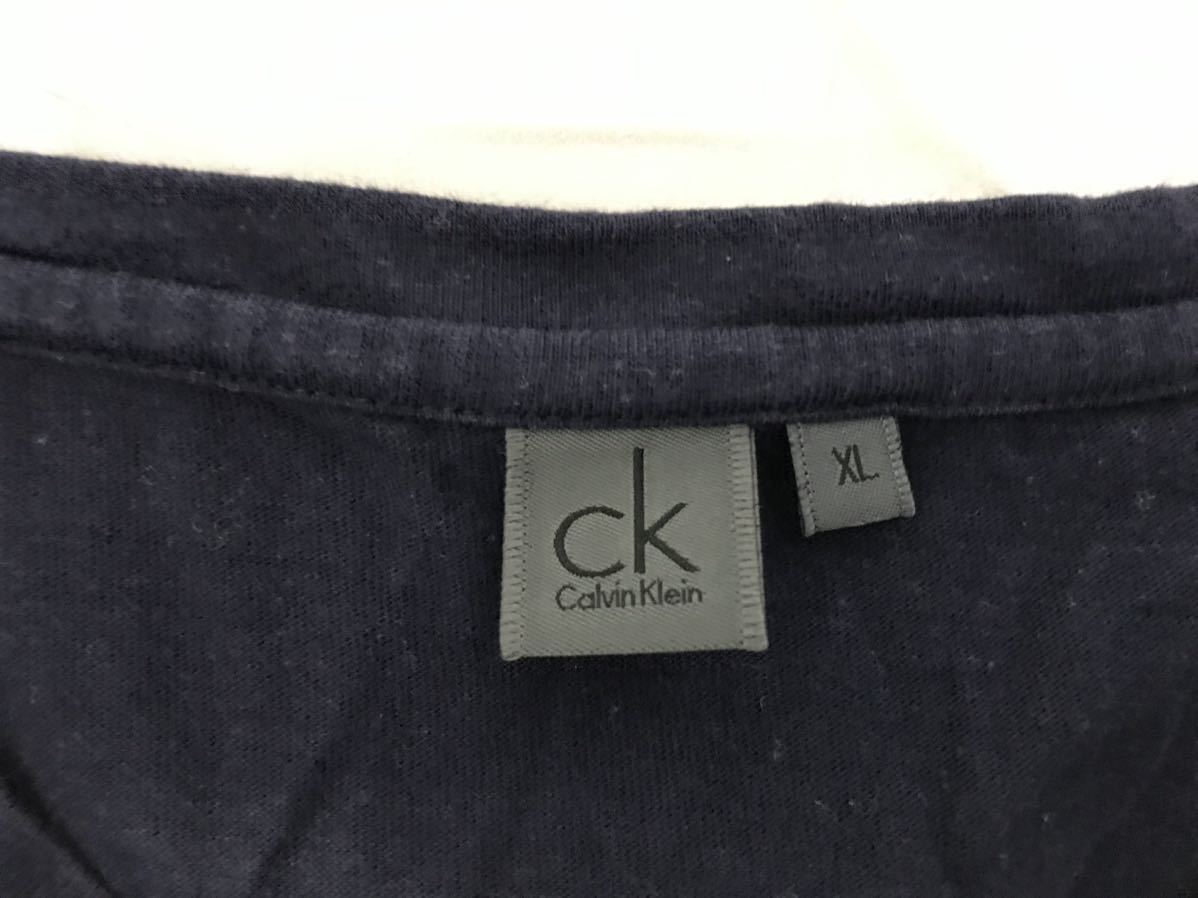 本物カルバンクラインck CalvinKleinコットンロゴプリント半袖TシャツメンズアメカジサーフビジネススーツストリートXL紺ネイビー_画像4