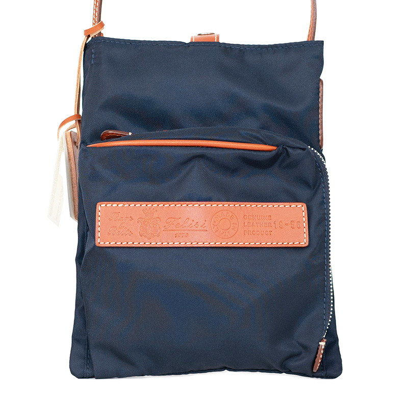 新品 Felisi フェリージ【19-56bl】 ダークブルーナイロン×レザー