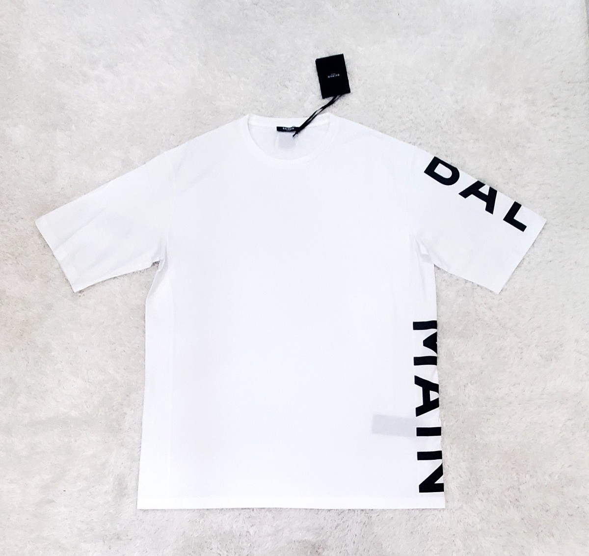 【SALE】2023SS BALMAIN バルマン サイドロゴ プリントTシャツ S ￥67,100 WHITE AH1EH015