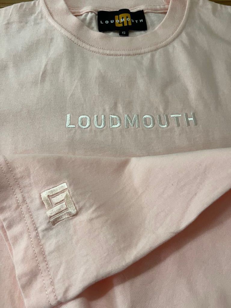 送料込み！LOUDMOUTH ロゴTシャツ 半袖Tシャツ ピンク Sサイズ ラウドマウス 薄ピンク GOLF ゴルフウェア_画像1