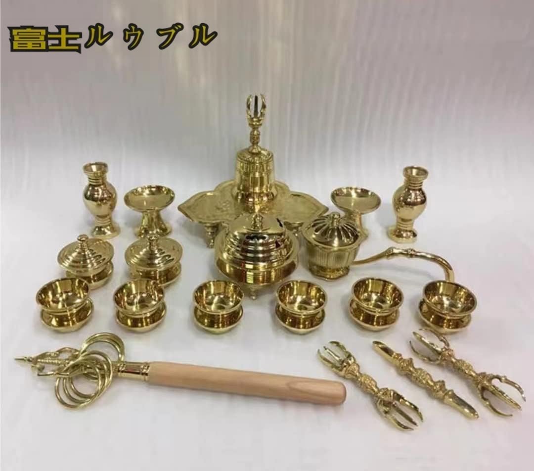 (一面器) 密教法具 寺院用仏具 前具 大々型 六器一組 仏器一対 華瓶一対 塗香器 洒水器 金剛鈴 金剛盤 火舎香炉 五鈷杵 三鈷杵 独鈷杵 柄香_画像1