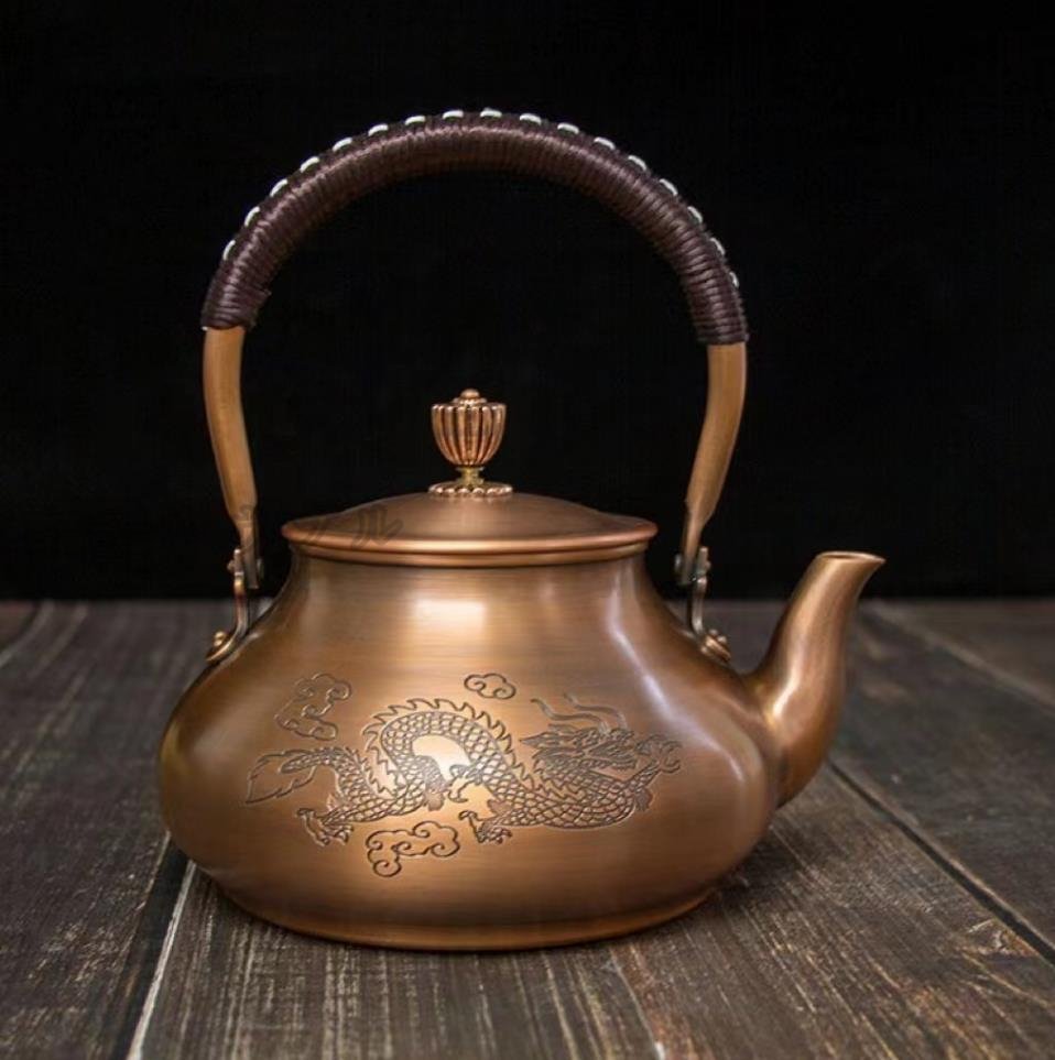 芸術品 銅製銅瓶 提梁銅瓶 手作り コーティングなし 老銅瓶 やかんを沸かす お茶の道具 ティーポット 1.2L_画像1