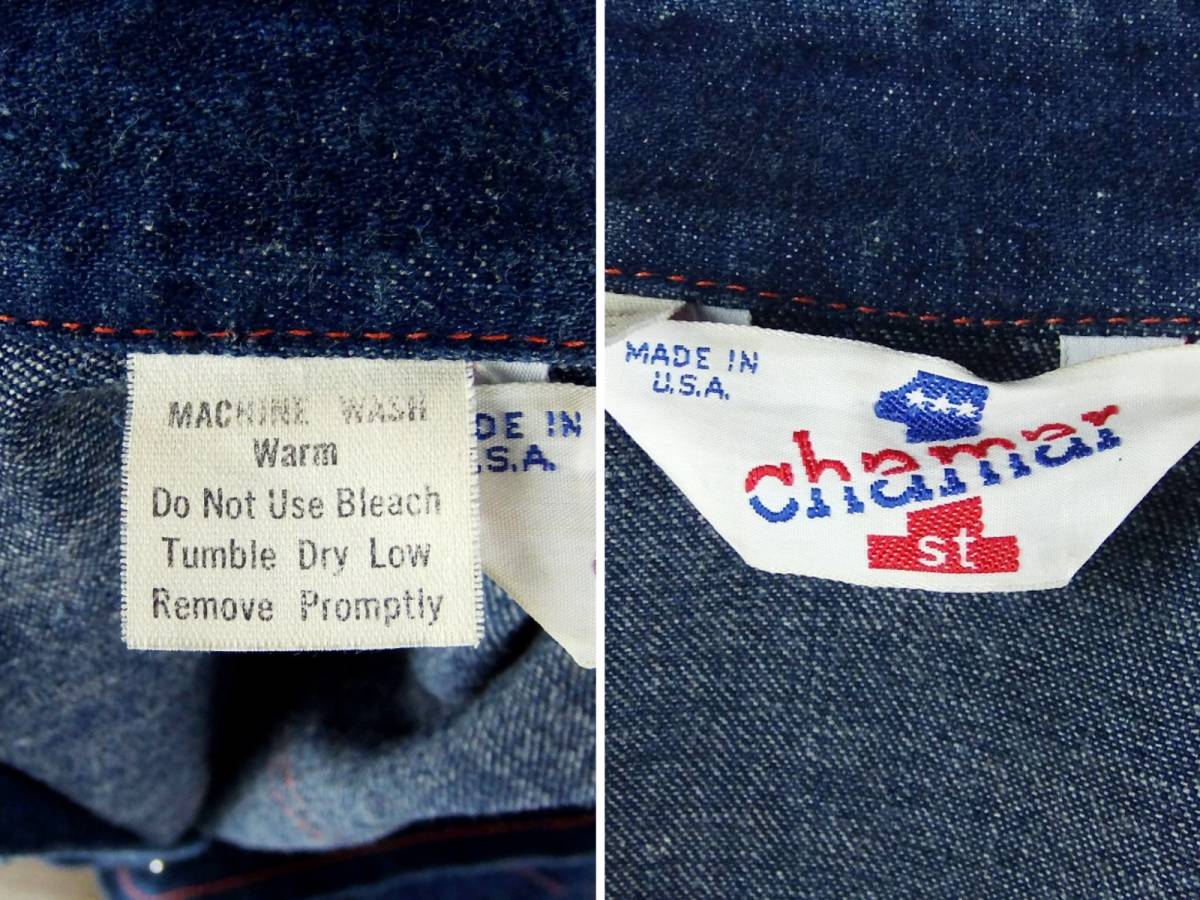 ■1st chamar 70s ビンテージ 古着 / MADE IN USA アメリカ製 / インディゴ ウエスタン デニムシャツ / スリムフィット トップス_画像3