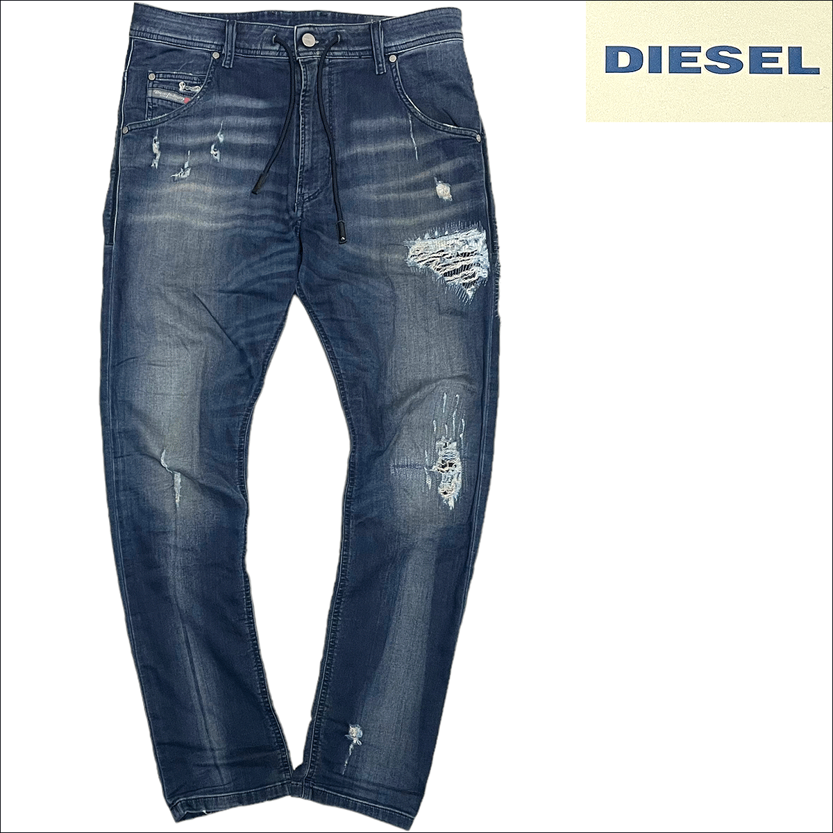 【美品】 ディーゼル KROOLEY CB-NE JOGG クラッシュ加工 ジョガーデニム インディゴ W30 DIESEL_画像1