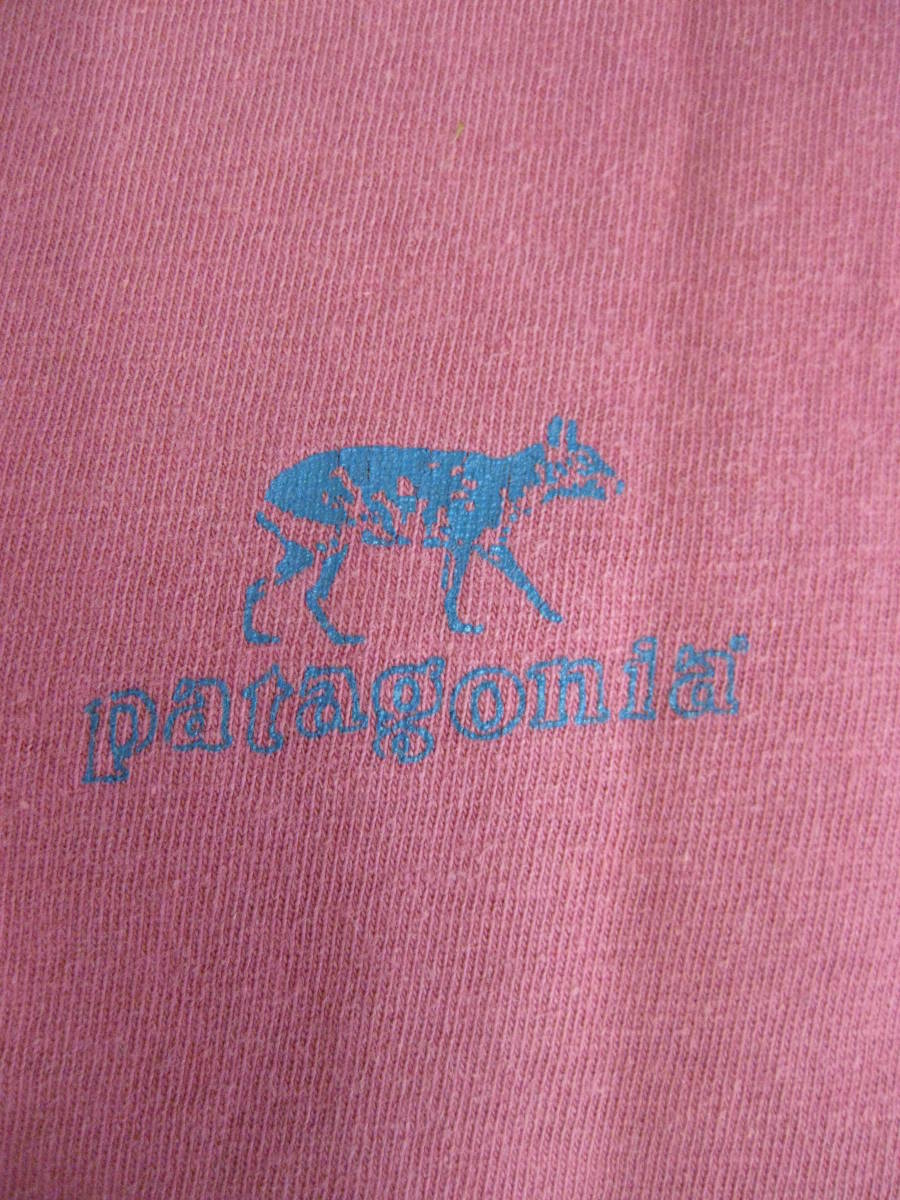 ９０'s USA製 Patagonia Tシャツ ピンク M USED ビンテージ パタゴニア アウトドア_画像4