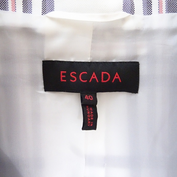 #anc エスカーダ ESCADA コート 40 白 紫系 チェック ロゴボタン ジャケット レディース [769976]_画像6