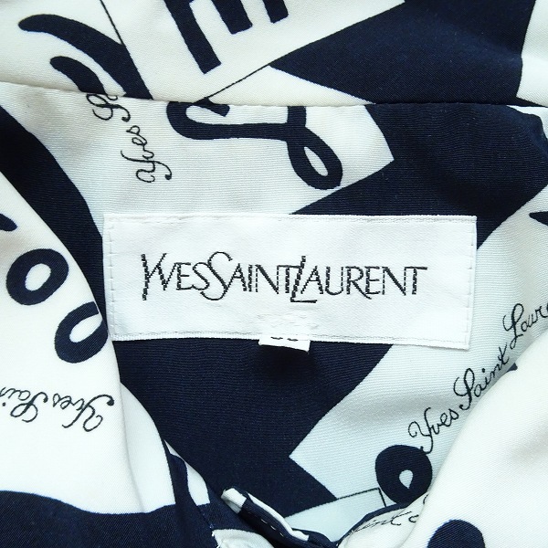 #anc イヴサンローラン Yves Saint Laurent ジャケット 36 白 濃紺 英字 LOVE 星 ロゴ 薄手 レディース [815691]_画像5