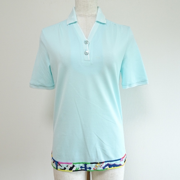 #snc レオナールスポーツ LEONARD SPORT ポロシャツ 38 水色 半袖 ロゴ レディース [602048]