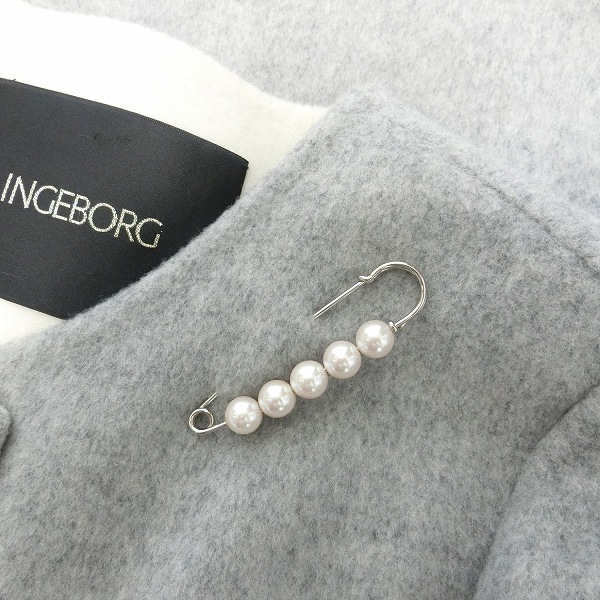 #wnc インゲボルグ INGEBORG コート グレー パール 白 ロング レディース [817572]_画像5