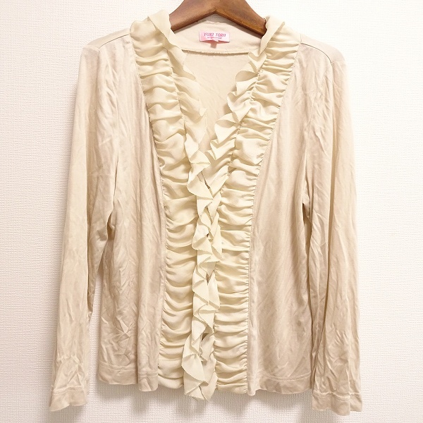 #anc Yuki Torii YUKITORII cardigan 40 beige frill long sleeve tag attaching beautiful goods lady's [775410]