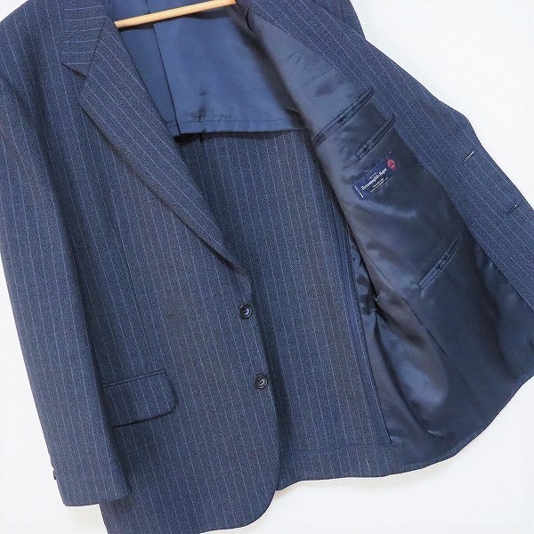 #anc エルメネジルドゼニア ErmenegildoZegna シングルスーツ 紺 S3B 段返り ストライプ メンズ [819441]_画像3