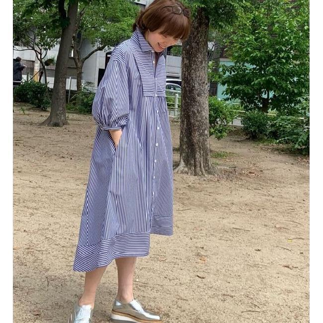 【トワレ toilette 新品】 ワンピース シャツワンピース ネイビー M サイズ1 大人かわいい服 ディリーウェアー 323-133