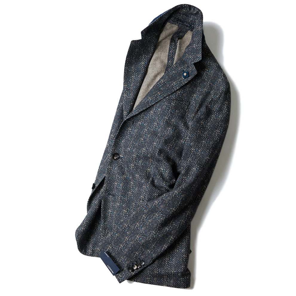 贅沢カシミヤ混の逸品□新品15万【LARDINI】ラルディーニ/ネイビー