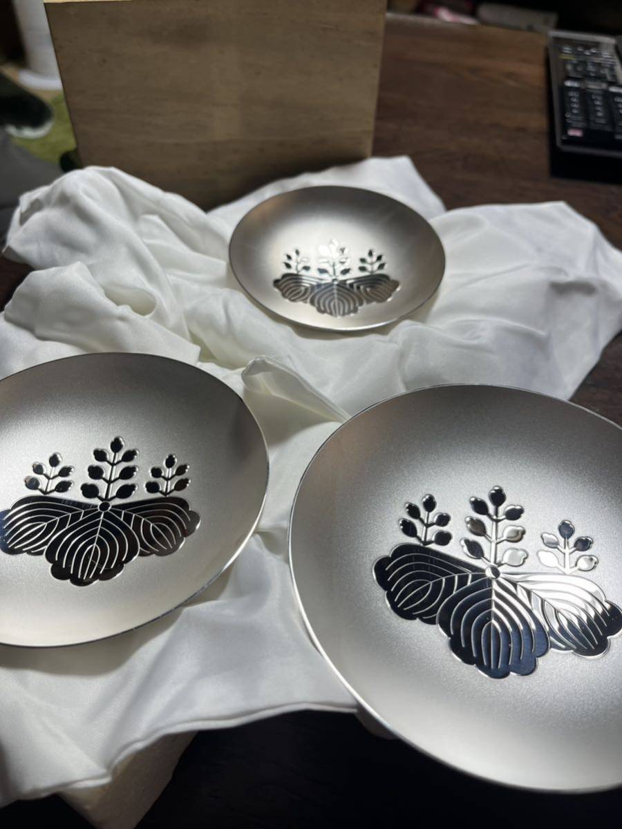 美品 銀杯 三段 造幣局刻印 内閣総理大臣 silver 重量386g