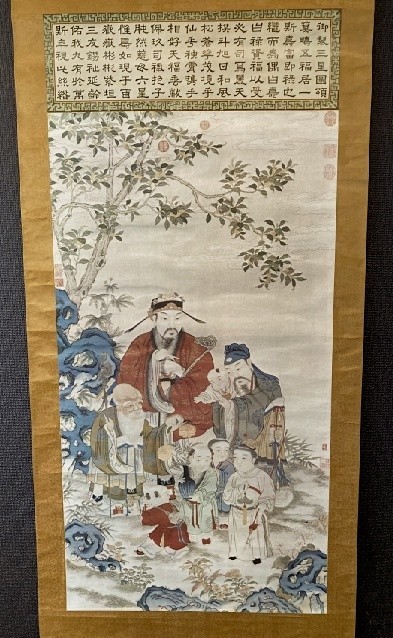 返品送料無料】 尾竹竹坡 絹本彩色画 肉筆 掛軸一幅 軸先良品 i9tmg.com.br