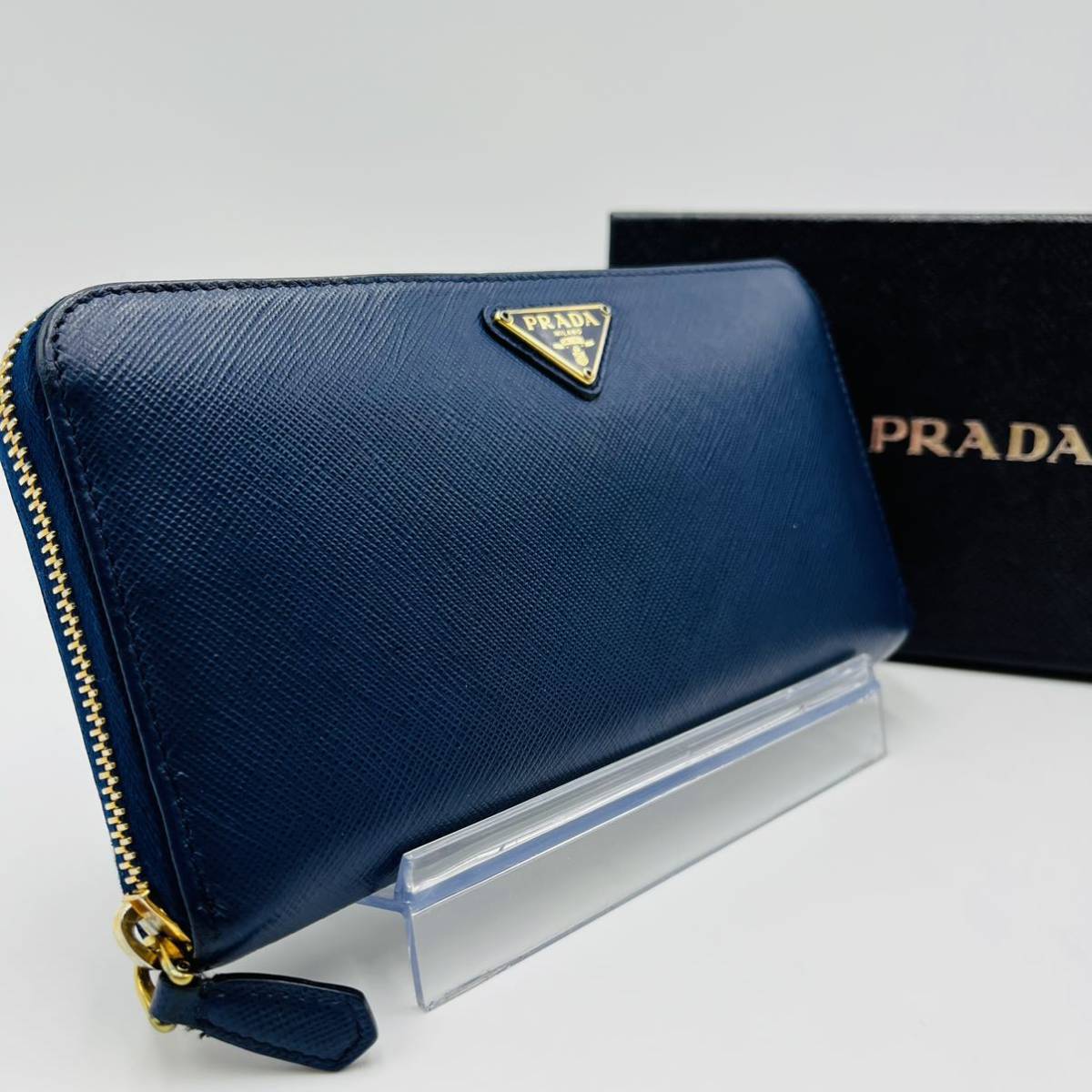 1円 【美品】PRADA プラダ 長財布 ラウンドファスナー ジッピー