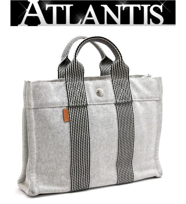 エルメス HERMES ニューフールトゥPM トートバッグ キャンバス グレー
