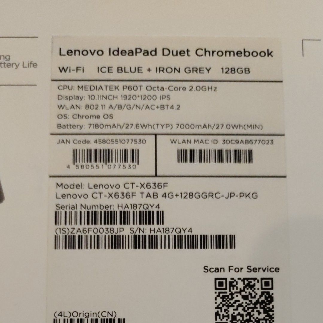 lenovo ideapad duet chromebook 128GB