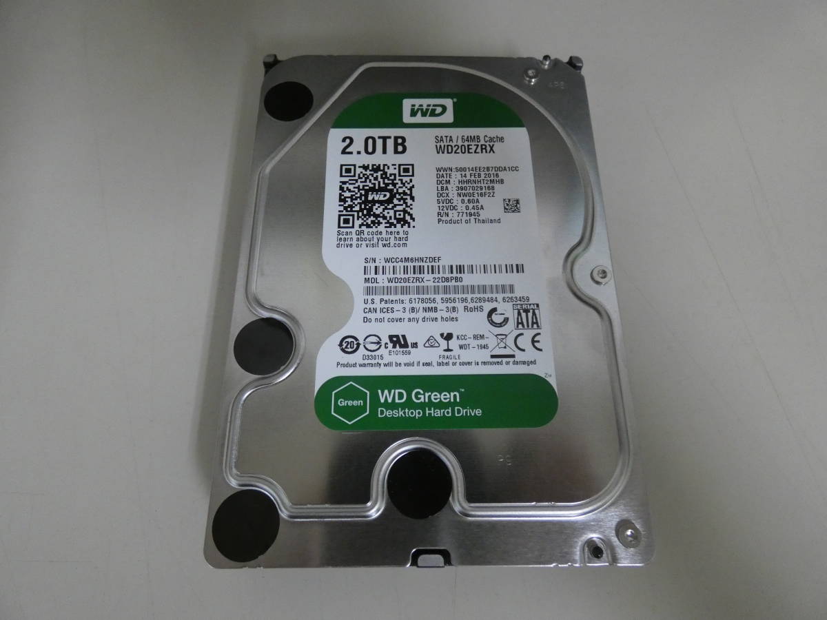  ★HDD ハードディスク WesternＤigital 【WD20EZRX-22D8PB0】 2TB/2000GB(3.5インチ)  M01325の画像1