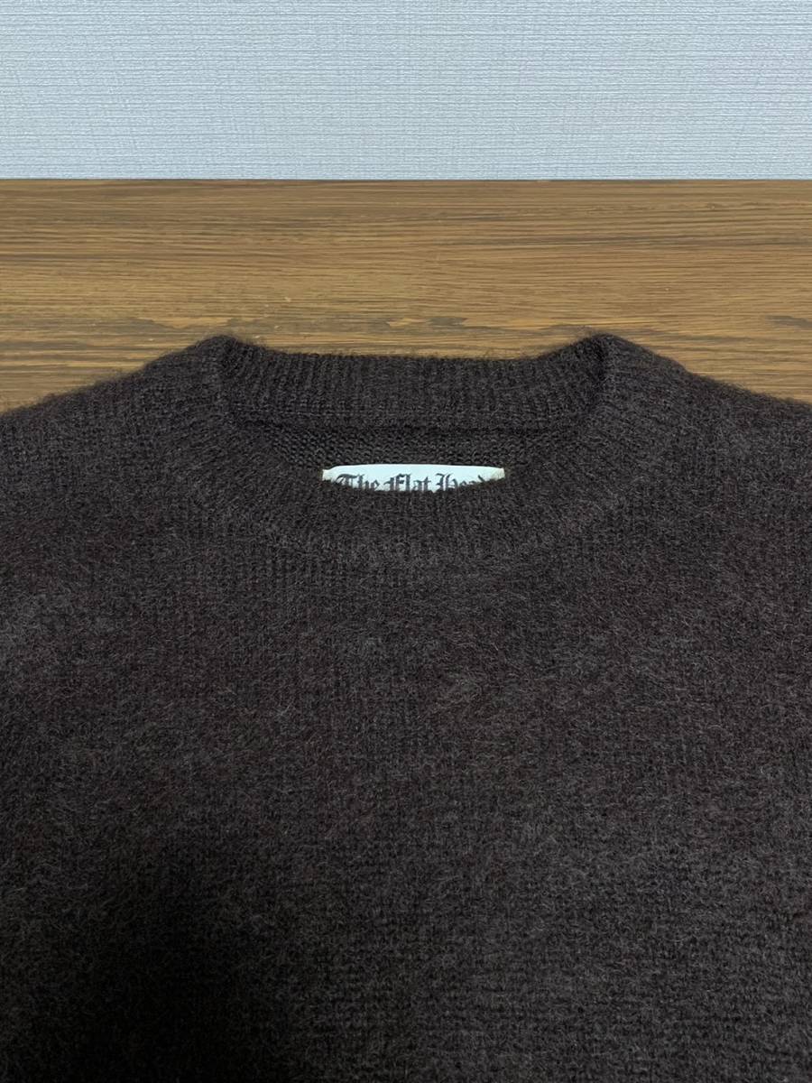 美品☆[THE FLAT HEAD] 定価33,000 MOHAIR CLEW NECK SWEATER モヘヤ クルーネック ニットセーター 40 ブラウン 日本製 フラットヘッドの画像3