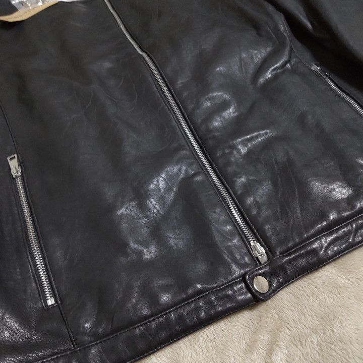 新品 Delan デラン サイズ54 ブラック レザージャケット ライダース