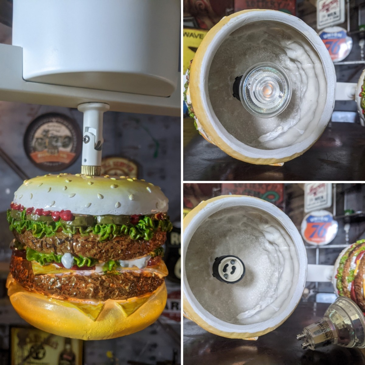 バーガーズカフェ シーリングライト 3連結式 天井照明 バーガーライト #ハンバーガー#アメリカンダイナー #店舗什器 #アメリカンランプ の画像10