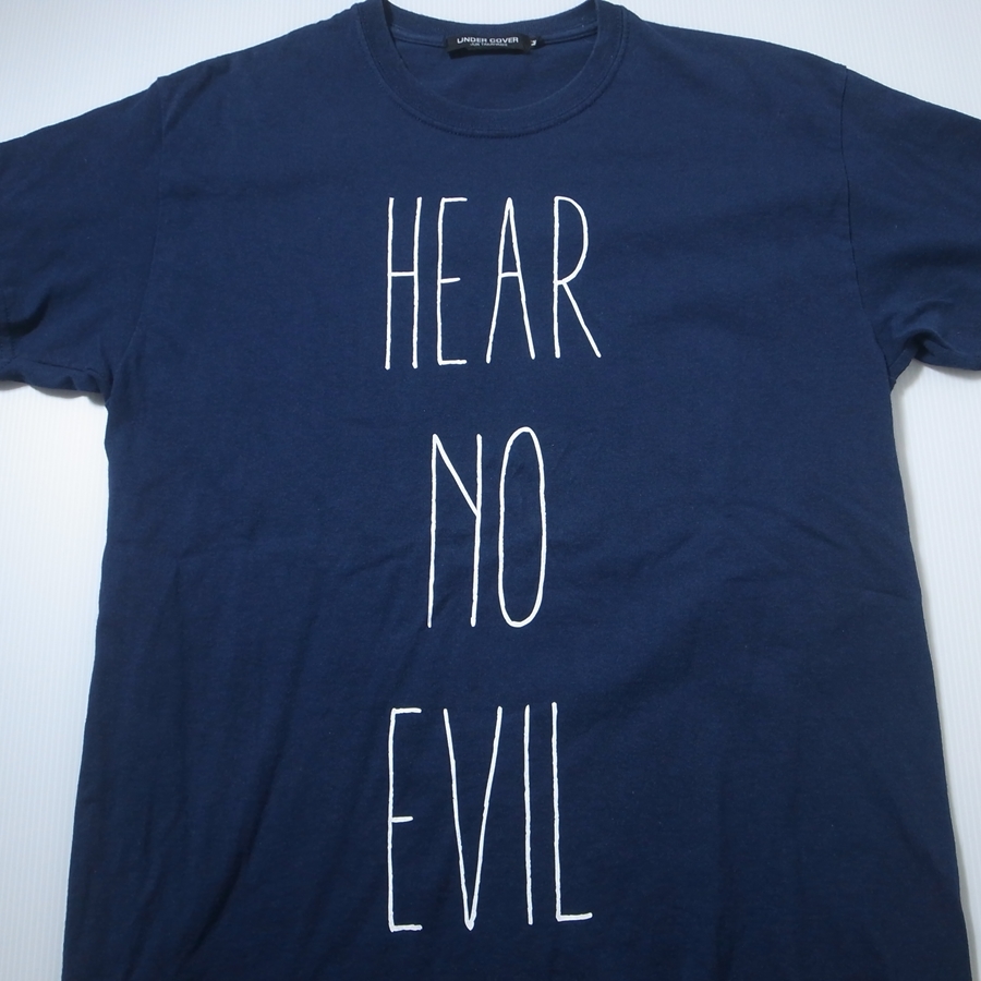 UNDERCOVER アンダーカバー HEAR NO EVIL Tシャツ M ネイビー / ブランド古着 アーカイブ メッセージT_画像4