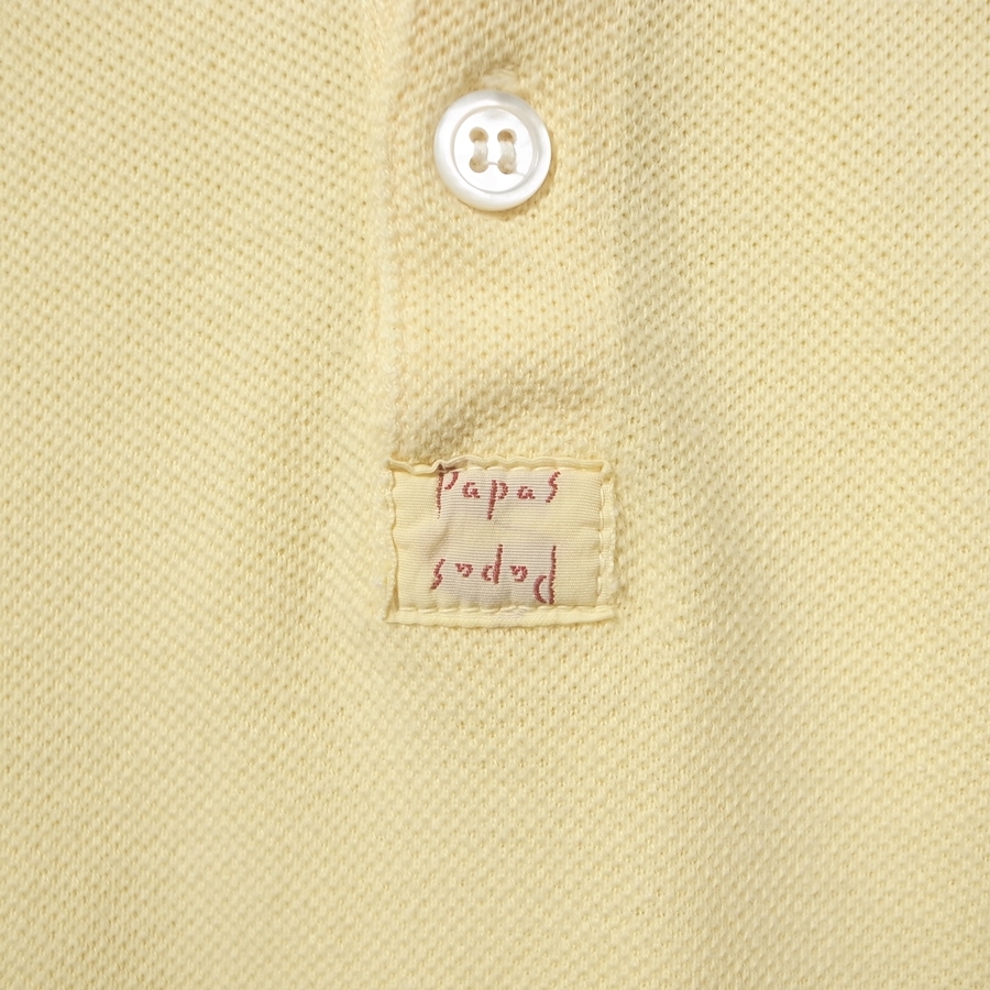 Papas パパス エンブレム刺繍 鹿の子 ポロシャツ LL 黄色 / XL コットン ロゴ刺繍_画像5