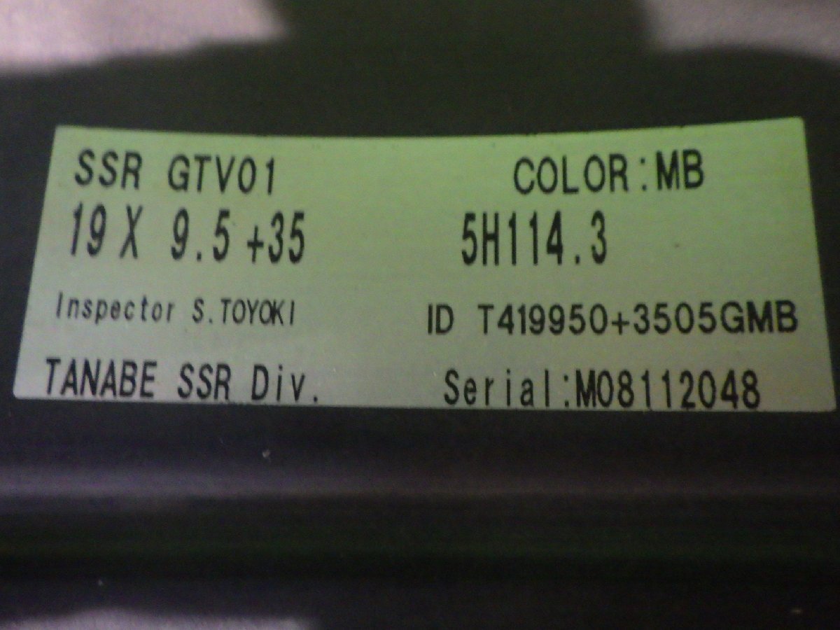 中古 19インチ 19×9.5J 5穴 SSR GTV01 スピードスター 社外 アルミホイール 4本セット ランエボ7～10 レクサスGS GTR R32～R34など_画像7