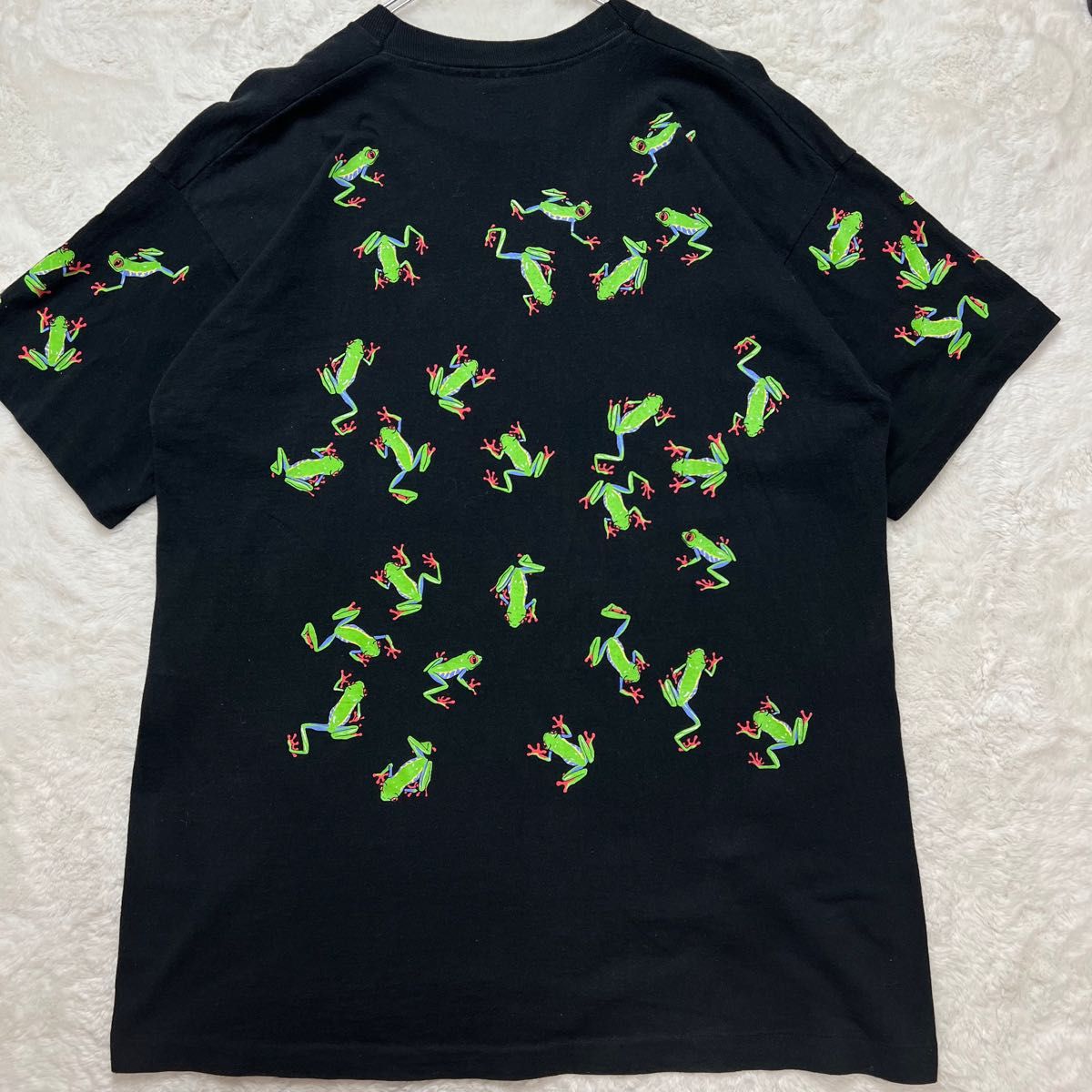 【USA製】90s Frog カエル プリント 総柄　Tシャツ　メンズXL