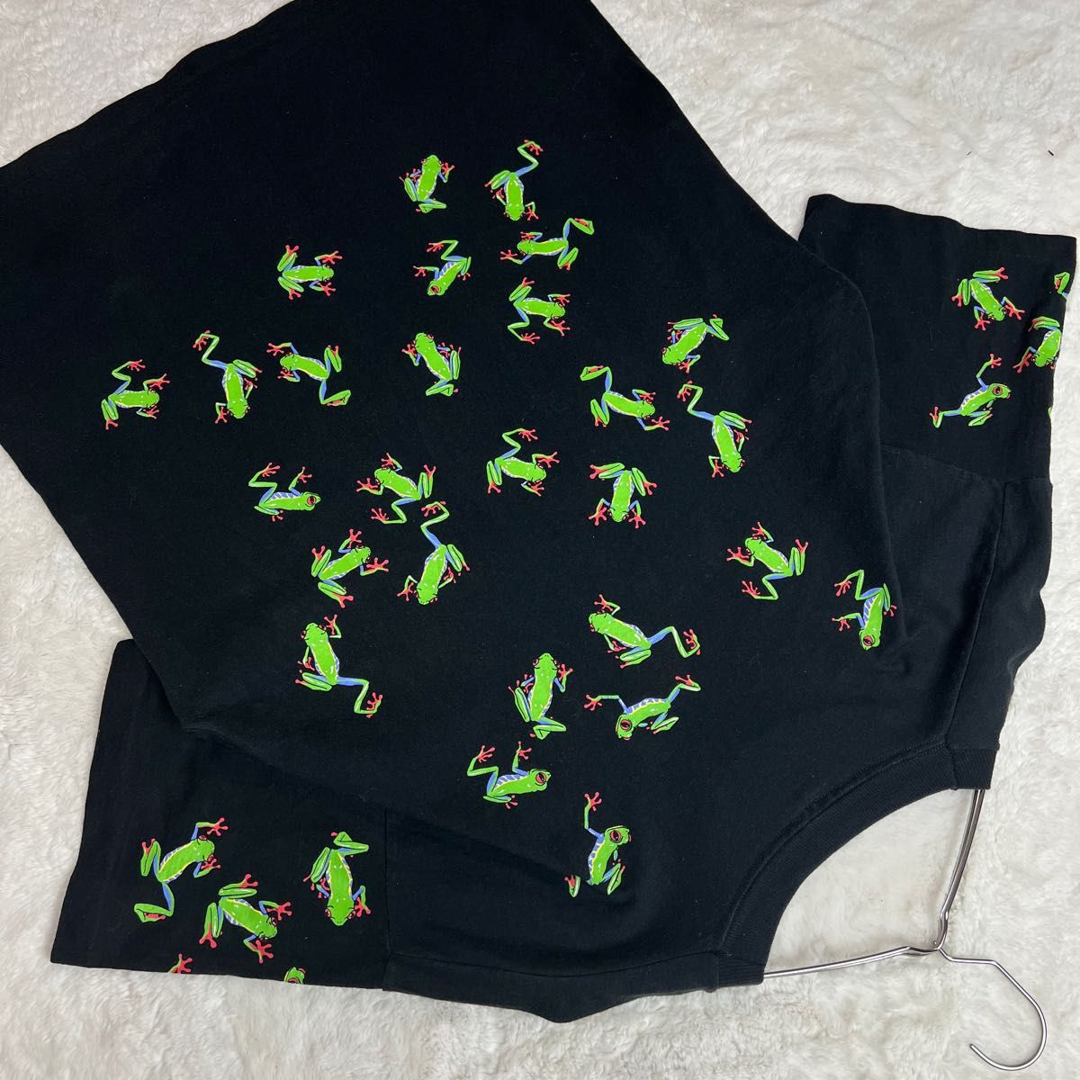 【USA製】90s Frog カエル プリント 総柄　Tシャツ　メンズXL