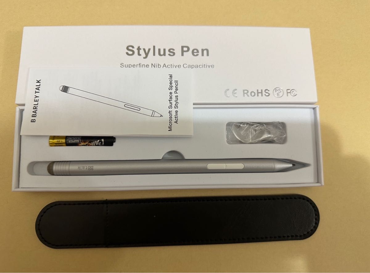 Surface用タッチペン 公式認証 1024筆圧 誤作動防止 消しゴム 右クリック機能付き替え芯付き高精度 Surface ペン