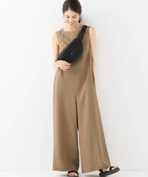 IENA utile dry ok Stan k all-in-one *¥22000 all-in-one overall beautiful goods Camel wide pants wide overall 