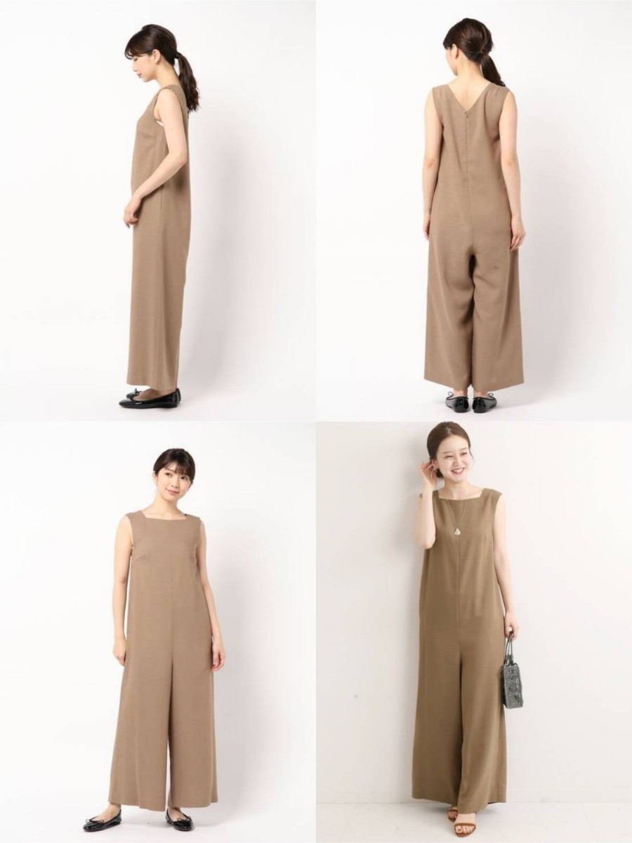 IENA utile dry ok Stan k all-in-one *¥22000 all-in-one overall beautiful goods Camel wide pants wide overall 