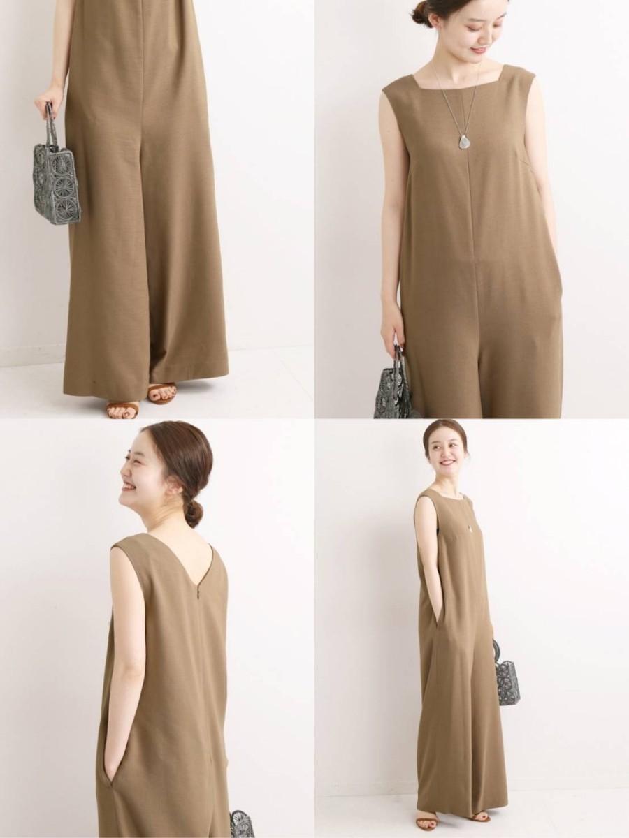 IENA utile dry ok Stan k all-in-one *¥22000 all-in-one overall beautiful goods Camel wide pants wide overall 