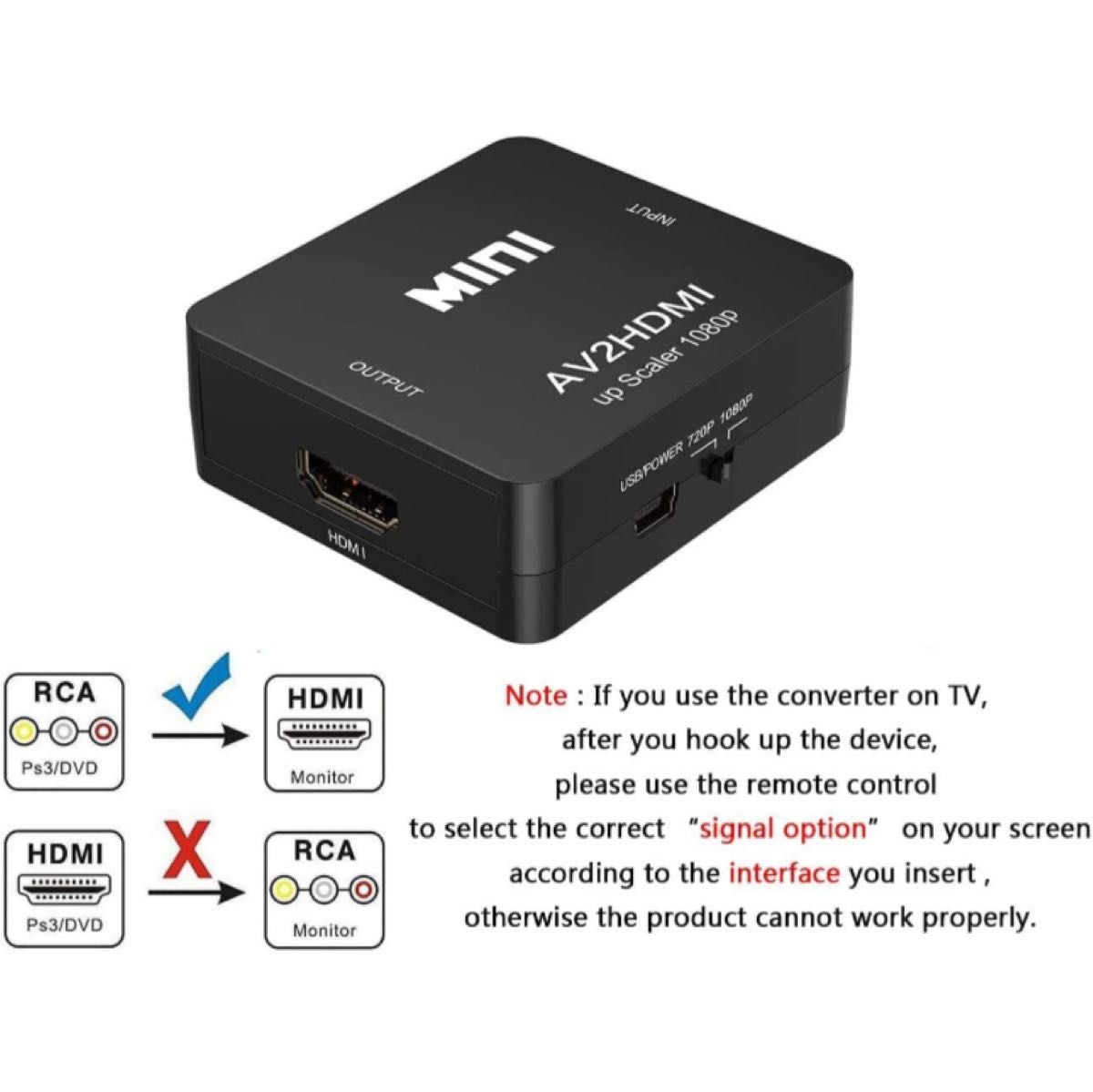 コンポジット(黄)映像を、HDMIに変換する AV周辺機器