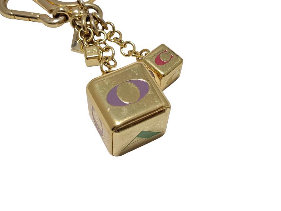 Coach key ring key holder Cube GP rhinoceros koro dice Gold bag charm accessory COACH [ used ]