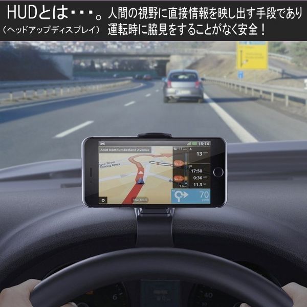 送料無料 スマホ車載ホルダー クリップ式 スマホホルダー 360度回転 HUDシミュレーション設計 スマホスタンド 着脱簡単 ダッシュボード_画像2