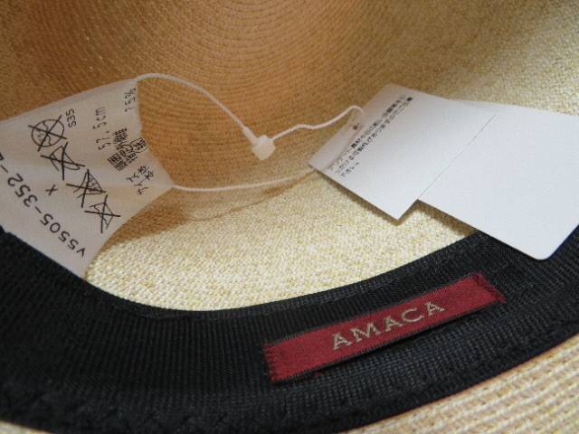 0 быстрое решение включая доставку! с биркой обычная цена Y13,200 AMACAa мака * голубой цветочный принт лента есть соломинка шляпа мягкая шляпа . пшеница .. шапочка шляпа M(57.5.)0