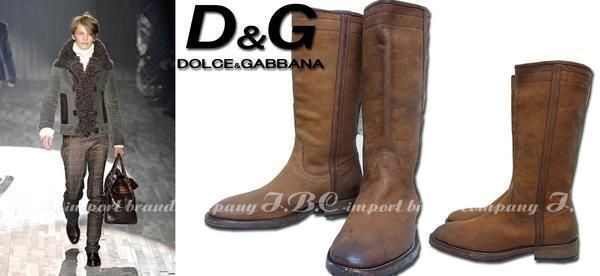 ☆DOLCE&GABBANA☆ドルガバ D&G ロングレザーブーツ40☆ブラウン茶
