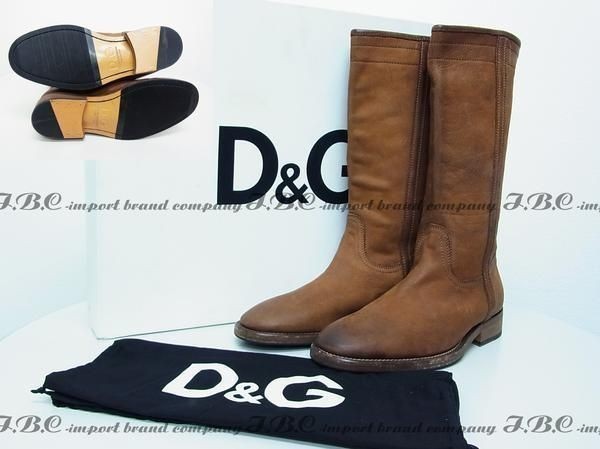 ☆DOLCE&GABBANA☆ドルガバ D&G ロングレザーブーツ40☆ブラウン茶
