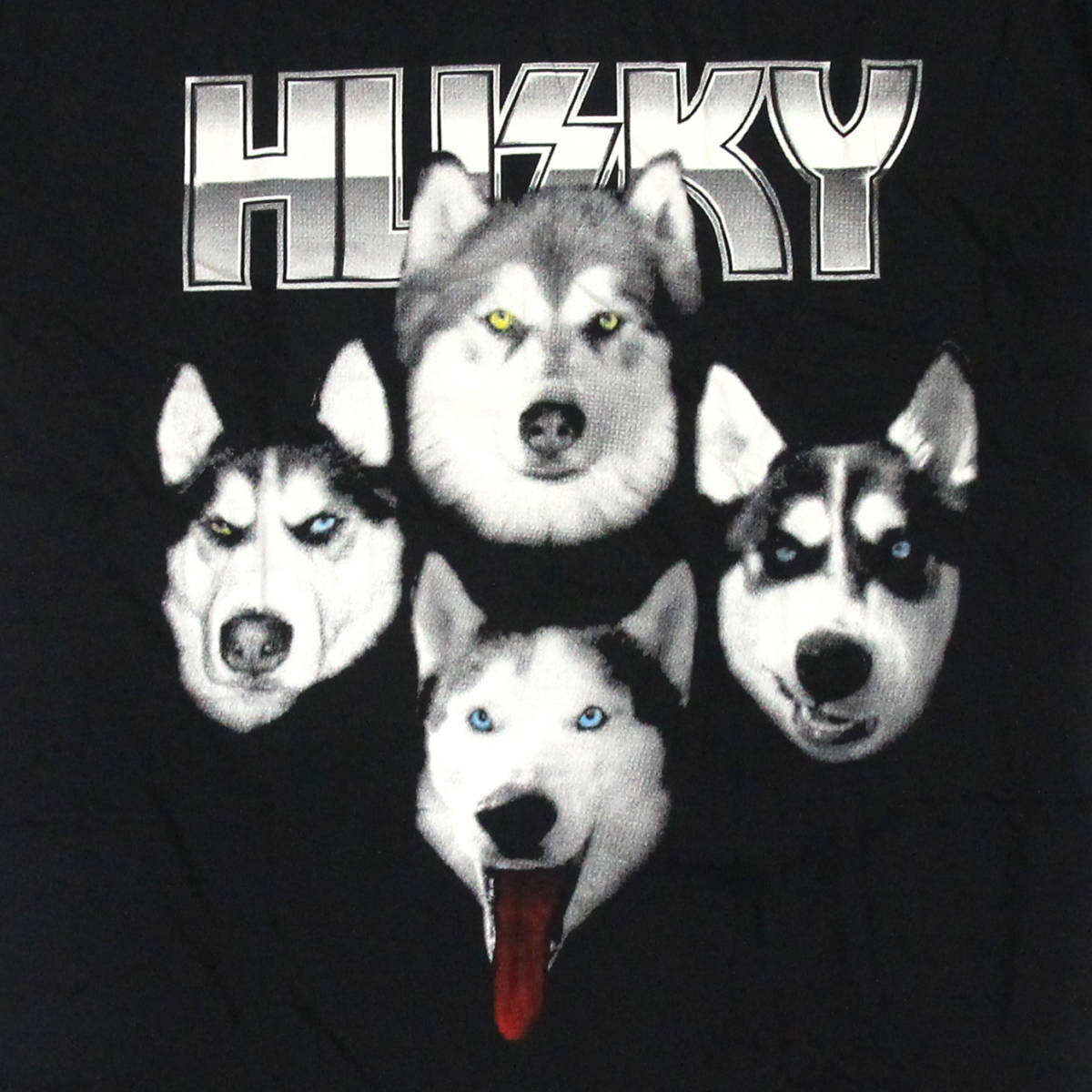 シベリアンハスキー KISS キッス ハードロックバンド 犬 ストリート系 デザインTシャツ おもしろTシャツ メンズ 半袖★tsr0842-blk-l_画像2